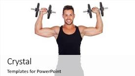  Presentation with training aspire man running - Presentation theme consisting of handsome muscled man training isolated background and a  colored foreground