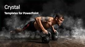  Presentation with gym - Colorful PPT layouts enhanced with handsome muscular man doing pushups backdrop and a black colored foreground