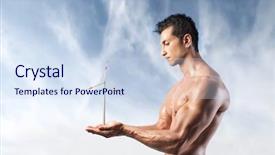  Presentation with nurse and patient holding hands - Audience pleasing PPT theme consisting of renewed strength - handsome muscular man holding backdrop and a sky blue colored foreground