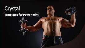  Presentation with bodybuilding - Presentation theme featuring handsome muscular man posing with dumbbells over black background bodybuilding professional sports background and a black colored foreground
