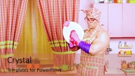  Presentation with family valentine - Presentation design having handsome muscular man in an apron washing the dishes the pink kitchen love family concept valentine's day background and a coral colored foreground