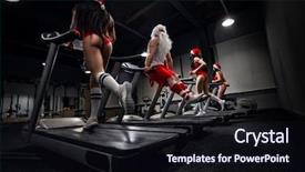  Presentation with girls running - Slides enhanced with handsome muscular santa claus background and a wine colored foreground