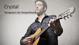  Presentation with classical - Amazing slide set having handsome musician playing guitar backdrop and a light gray colored foreground