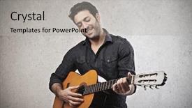  Presentation with classical guitar - Presentation design with handsome musician playing guitar background and a light gray colored foreground