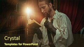  Presentation with family reading - Presentation theme with handsome-nobleman-musketeer background and a tawny brown colored foreground