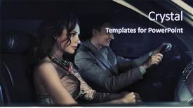 Presentation with driving - Audience pleasing PPT theme consisting of handsome pair driving at night backdrop and a wine colored foreground