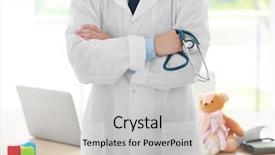  Presentation with doctor office - Slide set featuring handsome pediatrician doctor in office background and a light gray colored foreground