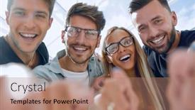  Presentation with peoples - PPT layouts consisting of handsome-peoples-pointing-his-finger background and a coral colored foreground