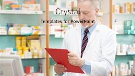  Presentation with pharmacist - Theme having handsome pharmacist reading a prescription background and a lemonade colored foreground