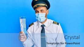  Presentation with pilot - Amazing slide deck having handsome-pilot-man-with-beard backdrop and a light blue colored foreground