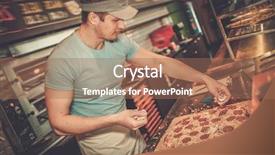  Presentation with pizzeria - Amazing slide deck having pizza at kitchen in pizzeria backdrop and a coral colored foreground