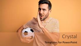  Presentation with talk - Colorful slide set enhanced with handsome-player-man-with-beard backdrop and a coral colored foreground