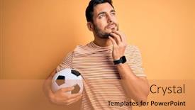  Presentation with beard - Presentation theme with handsome-player-man-with-beard background and a coral colored foreground