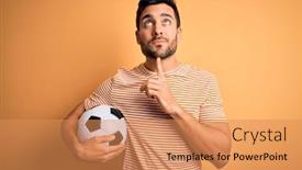  Presentation with beard - Colorful PPT theme enhanced with handsome-player-man-with-beard backdrop and a coral colored foreground