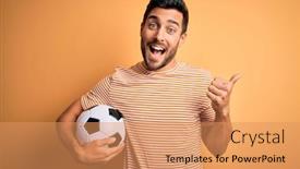  Presentation with professional tennis player athlete man - Beautiful PPT theme featuring handsome-player-man-with-beard backdrop and a coral colored foreground