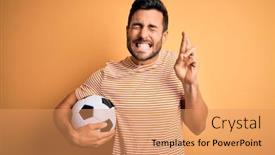  Presentation with beard - PPT layouts with handsome-player-man-with-beard background and a coral colored foreground