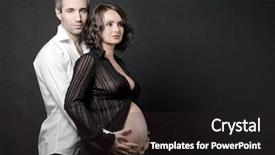  Presentation with pregnant - Slides with handsome pregnant couple posing on dark background background and a wine colored foreground