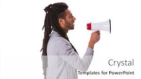  Presentation with speaking - PPT layouts with handsome-rastafari-man-speaking-over background and a white colored foreground