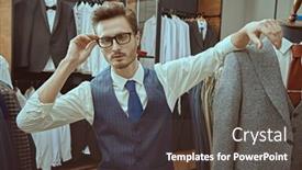  Presentation with elegant - Slides enhanced with handsome-respectable-businessman-in-glasses background and a tawny brown colored foreground