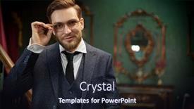  Presentation with rich man - Audience pleasing PPT theme consisting of handsome-rich-man-in-elegant backdrop and a wine colored foreground