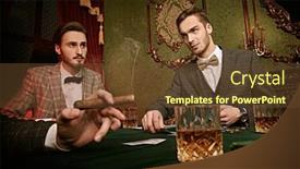  Presentation with luxury casino - Slide set having handsome-rich-men-spending-time background and a tawny brown colored foreground