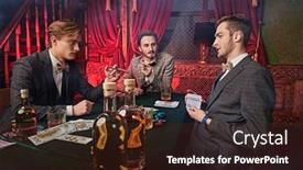 Presentation with luxury casino - Colorful slide set enhanced with handsome-rich-men-spending-time backdrop and a tawny brown colored foreground