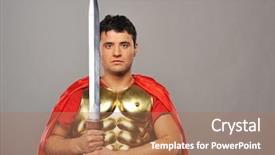  Presentation with roman soldier - Presentation having handsome roman legionary soldier background and a coral colored foreground