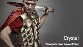 Presentation with roman soldier - PPT theme with handsome roman legionary soldier background and a dark gray colored foreground
