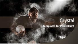  Presentation with rugby - Colorful slides enhanced with handsome-rugby-player-in-action backdrop and a tawny brown colored foreground