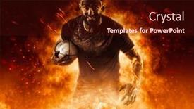  Presentation with rugby - Colorful slide deck enhanced with handsome-rugby-player-in-action backdrop and a wine colored foreground