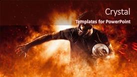  Presentation with rugby - Cool new slide set with handsome-rugby-player-in-action backdrop and a wine colored foreground
