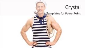  Presentation with pipe - Amazing presentation theme having handsome sailor with a rope around his shoulder smoking a pipe and looking at the camera isolated on white background backdrop and a white colored foreground