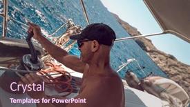  Presentation with sailboat - Slide deck with handsome-sailor-working-on-sailboat background and a tawny brown colored foreground