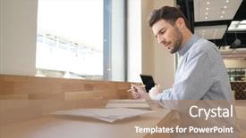  Presentation with word cloud sales tax - Theme featuring handsome salesman preparing sales pitch background and a coral colored foreground