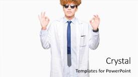  Presentation with scientist - Audience pleasing PPT theme consisting of handsome scientist man wearing professional backdrop and a  colored foreground