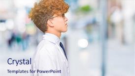  Presentation with scientist - Colorful PPT layouts enhanced with handsome scientist man wearing professional backdrop and a  colored foreground