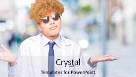  Presentation with scientist - Presentation theme featuring handsome scientist man wearing professional background and a lemonade colored foreground