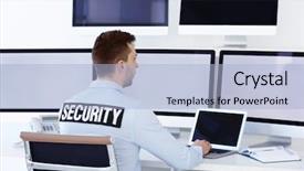  Presentation with security guard - Audience pleasing presentation design consisting of handsome security guard in surveillance backdrop and a  colored foreground