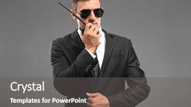  Presentation with security guard - Colorful PPT theme enhanced with handsome security guard on grey backdrop and a gray colored foreground