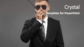  Presentation with security guard - Beautiful presentation theme featuring handsome security guard on grey backdrop and a gray colored foreground