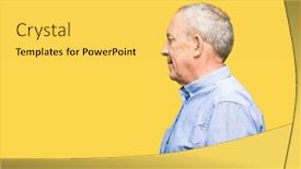  Presentation with business profile - Amazing PPT theme having handsome-senior-business-man-wearing backdrop and a yellow colored foreground