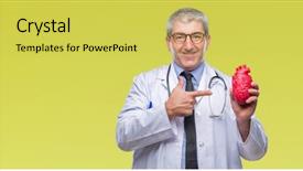  Presentation with cardiologist - Amazing slide deck having handsome senior cardiologist doctor man backdrop and a yellow colored foreground