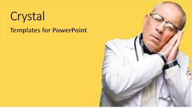  Presentation with eye for medical interpretation - Presentation design featuring handsome senior doctor man wearing background and a light gray colored foreground