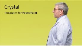  Presentation with scientist - Colorful slides enhanced with handsome senior doctor scientist professional backdrop and a yellow colored foreground