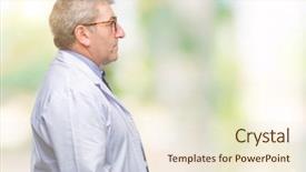  Presentation with scientist - Audience pleasing PPT theme consisting of handsome senior doctor scientist professional backdrop and a  colored foreground