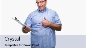  Presentation with inspector - Presentation theme having handsome senior inspector man holding background and a  colored foreground