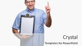  Presentation with inspector - Beautiful slides featuring handsome senior inspector man holding backdrop and a  colored foreground