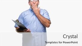  Presentation with inspector - Beautiful slide set featuring handsome senior inspector man holding backdrop and a  colored foreground