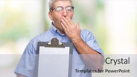  Presentation with inspector - PPT theme with handsome senior inspector man holding background and a  colored foreground