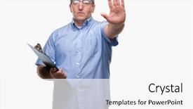  Presentation with inspector - PPT layouts enhanced with handsome senior inspector man holding background and a  colored foreground